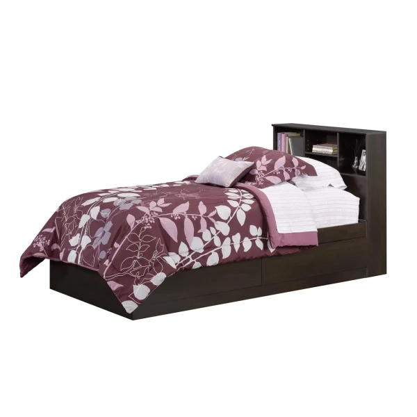 Mates Storage Bed with Bookcase Headboard, Twin, Cinnamon Cherry Finish - Image 6