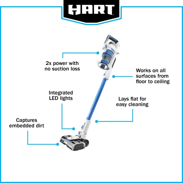 HART 20-Volt Brushless Cordless Stick Vacuum Kit, Generation 2, (1) 4.0Ah Lithium-Ion Battery - Image 4