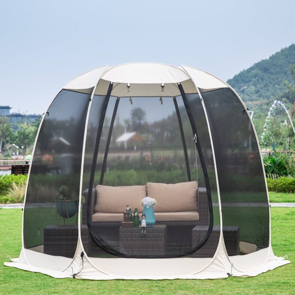 10 x10  Gazebo Pop Up with Mosquito Netting Portable Beige - Image 2