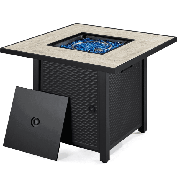 Yaheetech 30  Outdoor Propane Fire Pit Table 50,000 BTU Square Gas Fire Pit with Ceramic Tabletop, Black - Image 2