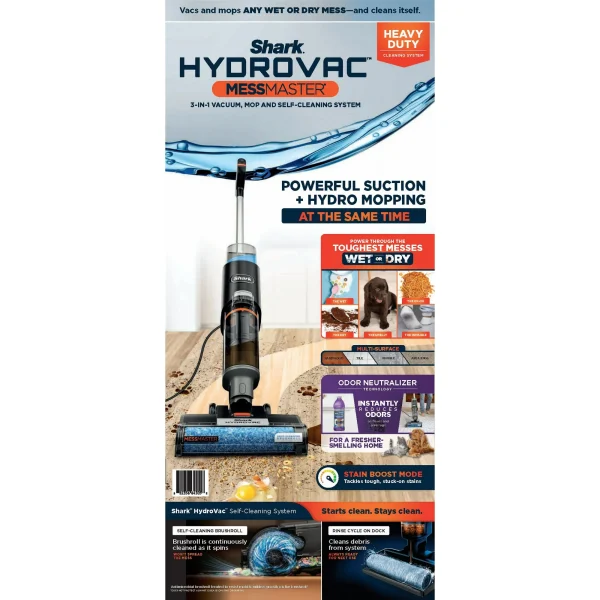HydroVac MessMaster Heavy Duty 3-in-1 Vacuum, Mop   Self-Cleaning Floor Cleaning Machine, Corded WD160 - Image 9
