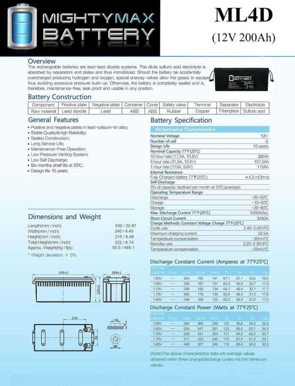12V 200Ah 4D SLA AGM Battery Replacement for Solar Systems - Image 5