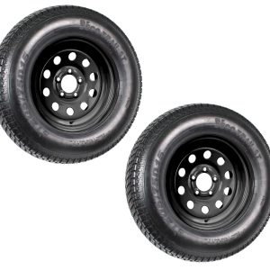 2-Pk Trailer Tire On Black Wheel Modular Rim ST205/75D15 LRC 5 Lug On 4.5 15 x 5.