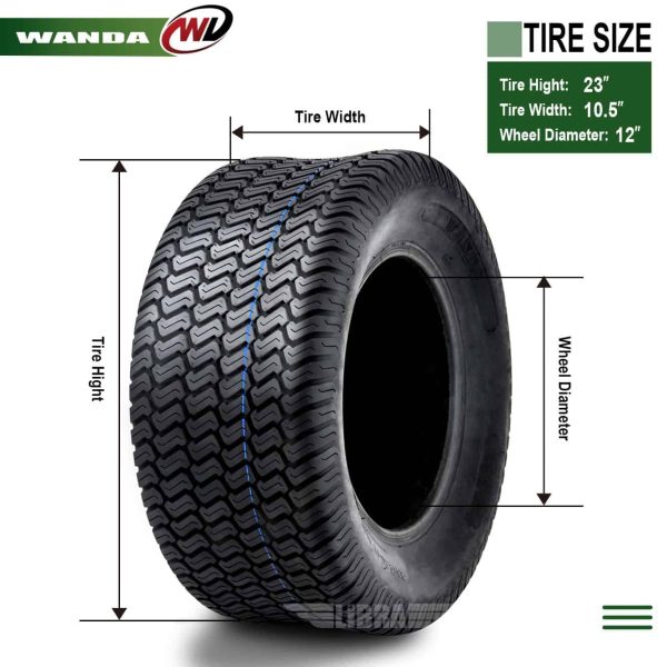 Wanda 2 New 23 10.5-12 Lawn Mower Golf Cart Turf Tires P332 /4PR   13049 - Image 4