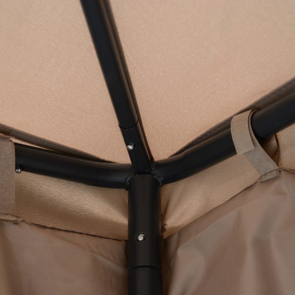 10’ x 10’ Steel Fabric 2.95m /9.7  Outdoor Patio Gazebo Pavilion Canopy Tent Steel 2-tier Roof   Taupe - Image 5