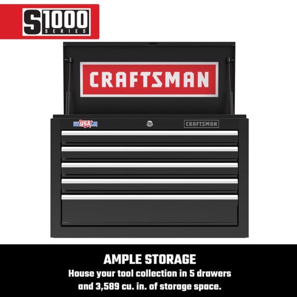 S1000 26 in. 5 drawer Steel Tool Chest 17.25 in. H X 12 in. D - Image 2