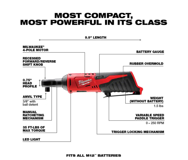 2522-21XC-2457-20 M12 FUEL 12-Volt 3 in. Lithium-Ion Brushless Cordless Cut Off Saw Kit W/ M12 3/8 in. Ratchet - Image 2