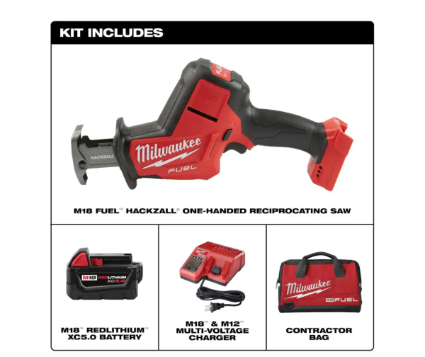 2719-21 M18 FUEL 18V Lithium-Ion Brushless Cordless HACKZALL Reciprocating Saw Kit W/(1) 5.0Ah Batteries, Charger   Tool Bag - Image 2