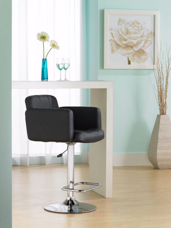 Studio 55D Trek Large Black Faux Leather Adjustable Swivel Bar Stool - Image 11