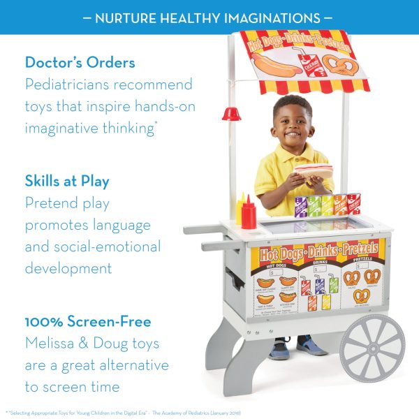 Melissa   Doug Wooden Snacks and Sweets Food Cart   40+ Play Food pcs, Reversible Awning - Image 8