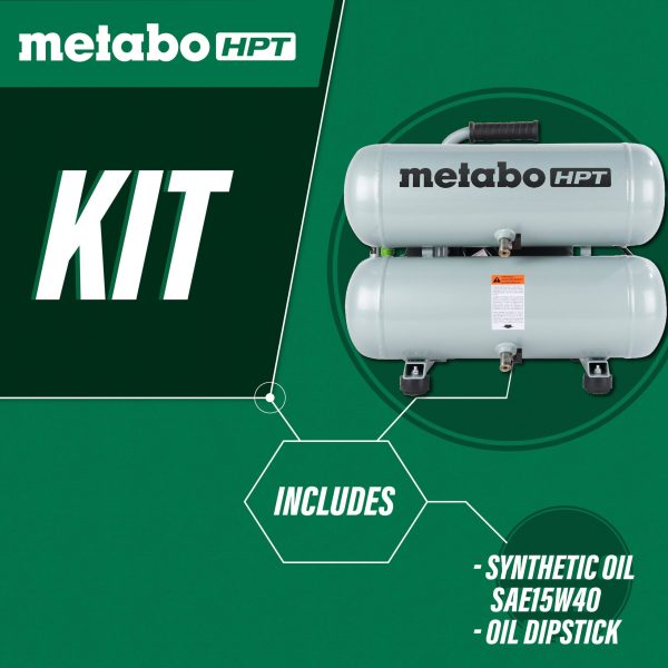 Metabo HPT 4-Gallon Single Stage Portable Corded Electric Twin Stack Air Compressor - Image 4