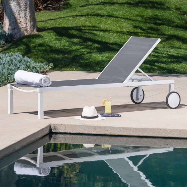 Mod Furniture Peyton White/Gray Metal Frame Stationary Chaise Lounge Chair(s) with Gray Sling Seat - Image 7