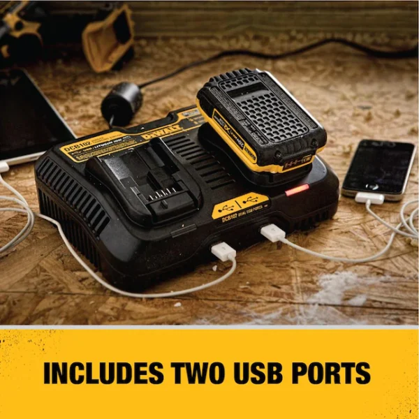 12/20V  Charging Station/Dual Charger for Jobsite (DCB102) , Black - Image 3