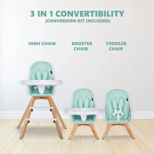 Zoodle 3-in-1 High Chair I Booster Feeding Chair I Modern Design I Toddler Chair I Removable Cushion I Adjustable Tray I Baby and Toddler, Mint - Image 8