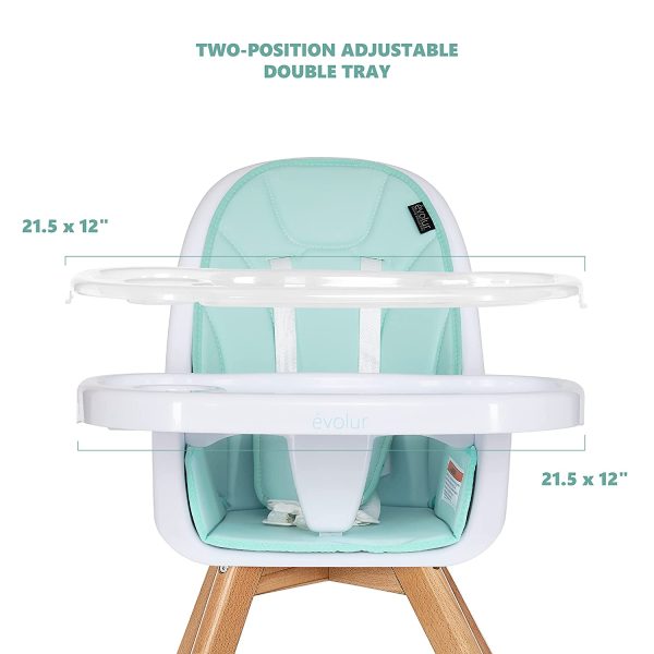 Zoodle 3-in-1 High Chair I Booster Feeding Chair I Modern Design I Toddler Chair I Removable Cushion I Adjustable Tray I Baby and Toddler, Mint - Image 4