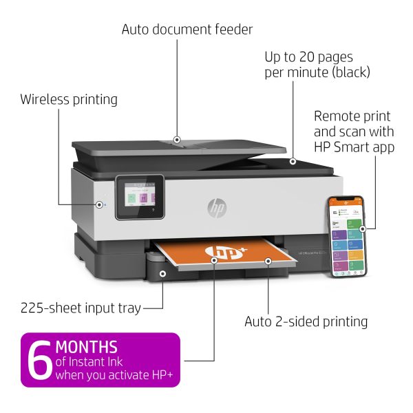 Office 8025e All-in-One Wireless Color Inkjet Printer   6 months free Instant Ink with + - Image 2