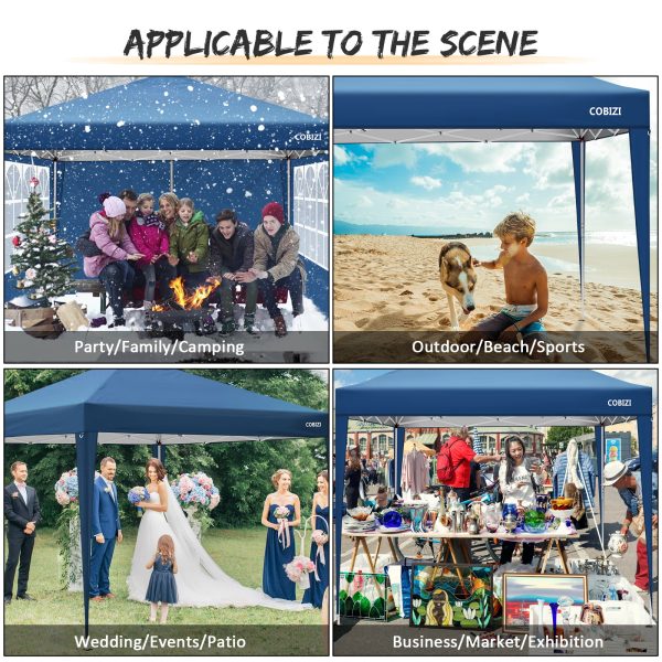 10 10 FT Pop Up Canopy Tent Anti-UV Waterproof Outdoor Canopy Tent Shade Commercial Booth Gazebo, Blue - Image 2