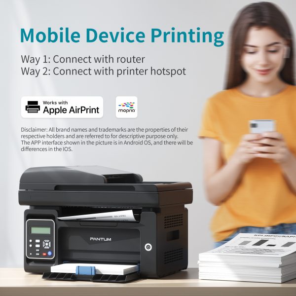PANTUM M6552NW All-in-One Wireless Monochrome Laser Printer, Copier, Scanner with 35-Sheet ADF, Black and White, Mobile Printing - Image 4