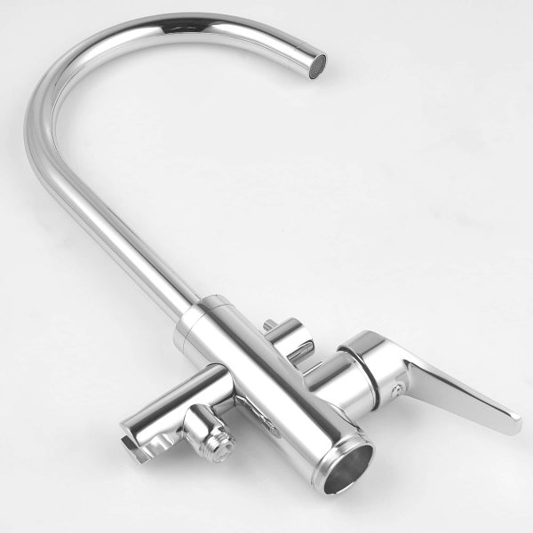 AKDY TF0050 Glossy Chrome 1-handle Freestanding High-arc Bathtub Faucet with Hand Shower (Valve Included) - Image 5