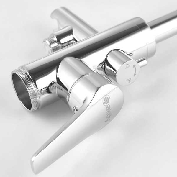 AKDY TF0050 Glossy Chrome 1-handle Freestanding High-arc Bathtub Faucet with Hand Shower (Valve Included) - Image 6