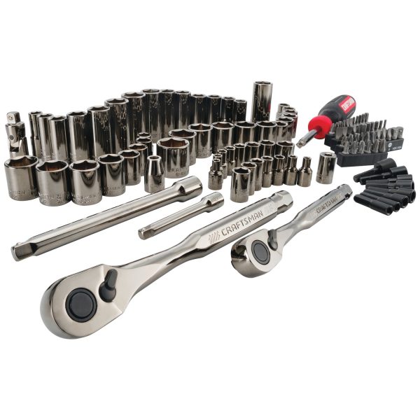 105-Piece Standard (SAE) and Metric Combination Gunmetal Chrome Mechanics Tool Set with Hard Case - Image 2
