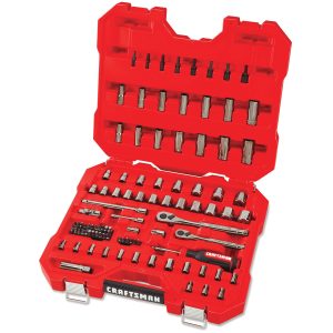 105-Piece Standard (SAE) and Metric Combination Gunmetal Chrome Mechanics Tool Set with Hard Case