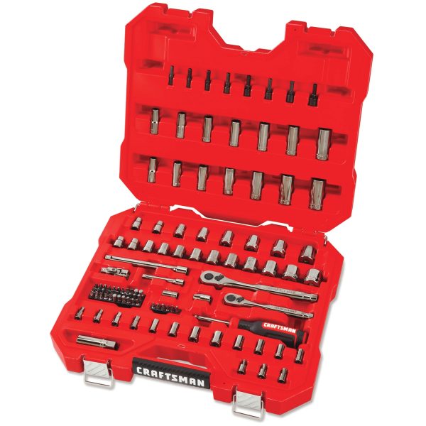 105-Piece Standard (SAE) and Metric Combination Gunmetal Chrome Mechanics Tool Set with Hard Case