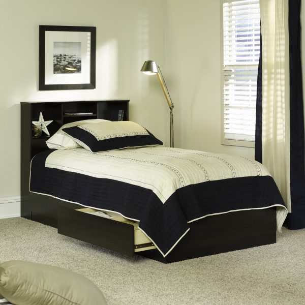 Mates Storage Bed with Bookcase Headboard, Twin, Cinnamon Cherry Finish