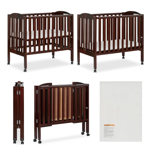 , 2 in 1 Folding Portable Crib Espresso - Image 8