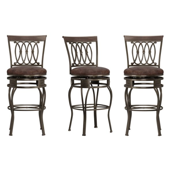 Hillsdale Furniture Montello 32.5  Metal Upholstered Swivel Bar Height Stool, Old Steel - Image 2
