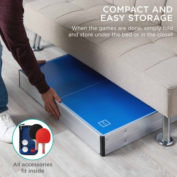 Best Choice Products 6x3ft Portable Ping Pong Table Game Set, Folding Indoor Outdoor Table Tennis w/ 2 Paddles, Balls - Image 4