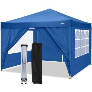 10 10 FT Pop Up Canopy Tent Anti-UV Waterproof Outdoor Canopy Tent Shade Commercial Booth Gazebo, Blue