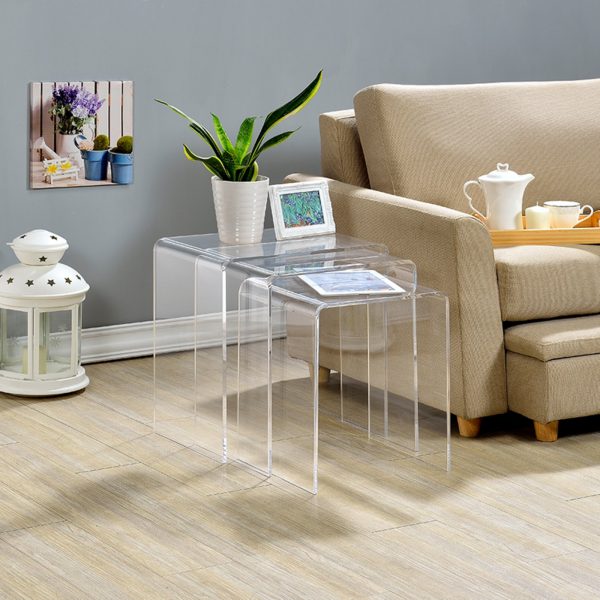 Fox Hill Trading Acrylic Nesting Side Tables -Set of 3 - Image 3