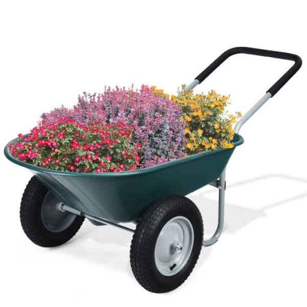 2 Tire Wheelbarrow Garden Cart Heavy-duty Dolly Utility Cart, Green - Image 8