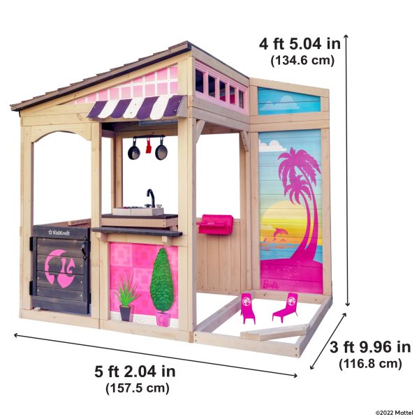 Barbie Seaside Wooden Outdoor Playhouse with Attachable Doll Table and Chairs - Image 8