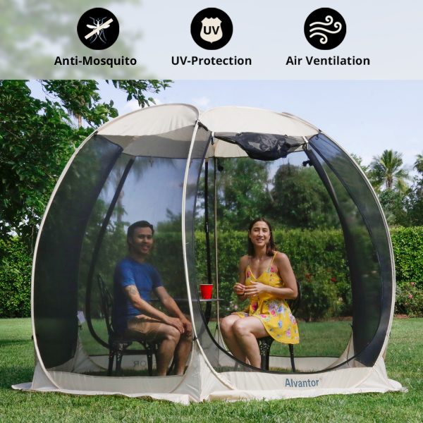 10 x10  Gazebo Pop Up with Mosquito Netting Portable Beige - Image 4