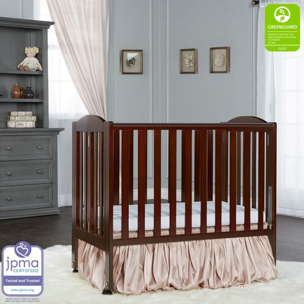 , 2 in 1 Folding Portable Crib Espresso - Image 2