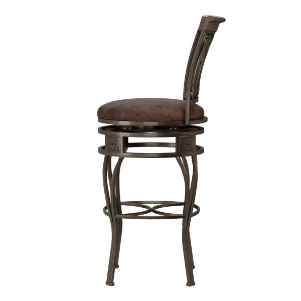 Hillsdale Furniture Montello 32.5  Metal Upholstered Swivel Bar Height Stool, Old Steel - Image 11