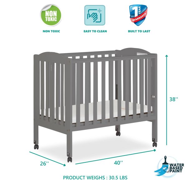 , 2-in-1 Folding Crib in Storm Grey - Image 4