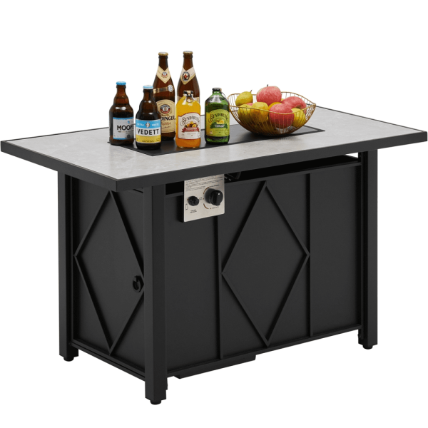 Alden Design 43in Propane Fire Pit Table with Ceramic Tabletop   Steel Base, Black - Image 4