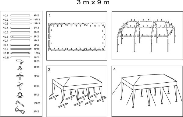 ZenSports 10x30FT Outdoor Party Tent Gazebo Wedding Canopy Tent, Heavy-Duty Steel Waterproof UV Protection White - Image 8