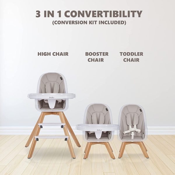 Zoodle 3-in-1 High Chair I Booster Feeding Chair I Modern Design I Toddler Chair I Removable Cushion I Adjustable Tray I Baby and Toddler, Light Grey - Image 6