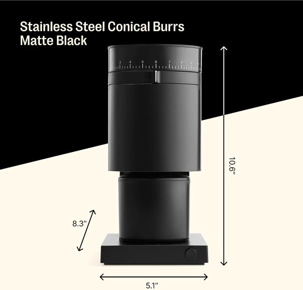 Opus Conical Burr Coffee Grinder   All Purpose Electric   Espresso Grinder with 41 Settings for Drip, French Press,   Cold Brew   Matte Black - Image 4