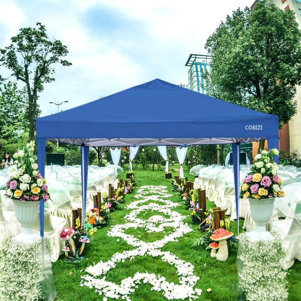 10 10 FT Pop Up Canopy Tent Anti-UV Waterproof Outdoor Canopy Tent Shade Commercial Booth Gazebo, Blue - Image 8