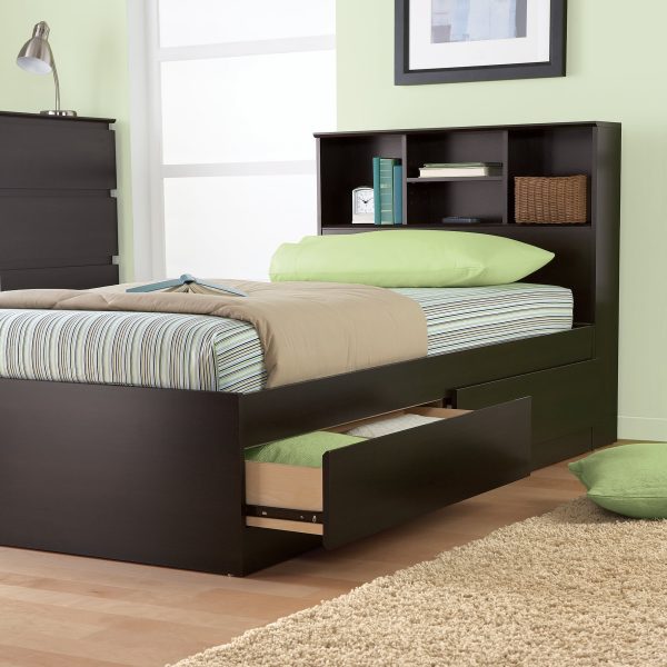 Mates Storage Bed with Bookcase Headboard, Twin, Cinnamon Cherry Finish - Image 5