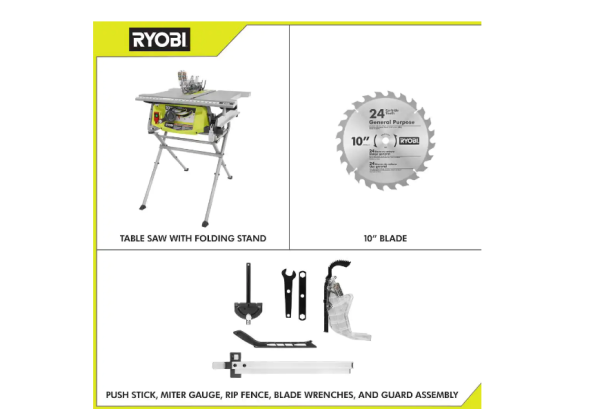 Table Saw RTS12 15 Amp 10-in with Folding Stand - Image 2