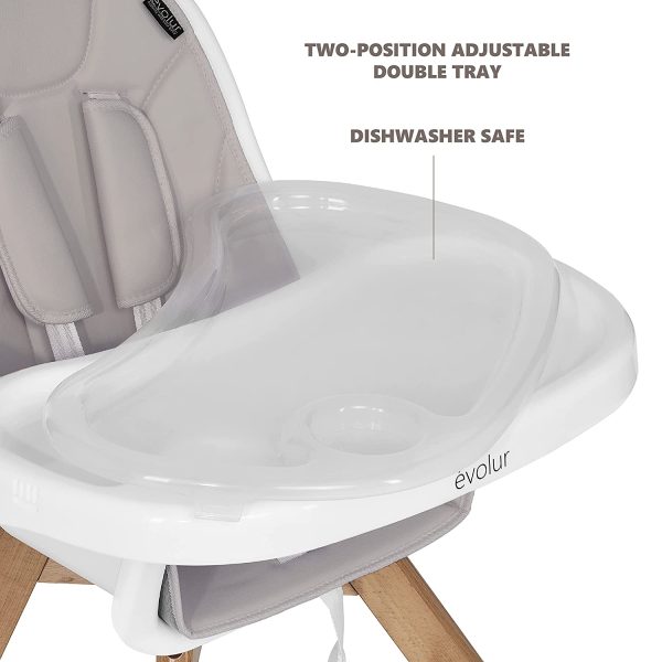 Zoodle 3-in-1 High Chair I Booster Feeding Chair I Modern Design I Toddler Chair I Removable Cushion I Adjustable Tray I Baby and Toddler, Light Grey - Image 9