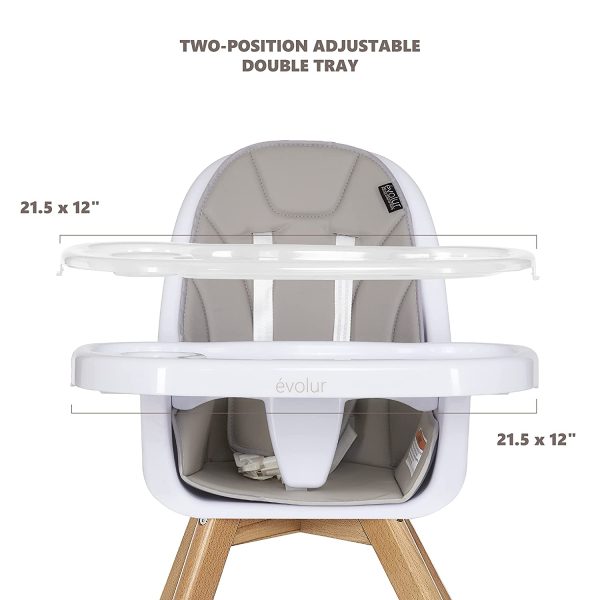 Zoodle 3-in-1 High Chair I Booster Feeding Chair I Modern Design I Toddler Chair I Removable Cushion I Adjustable Tray I Baby and Toddler, Light Grey - Image 8