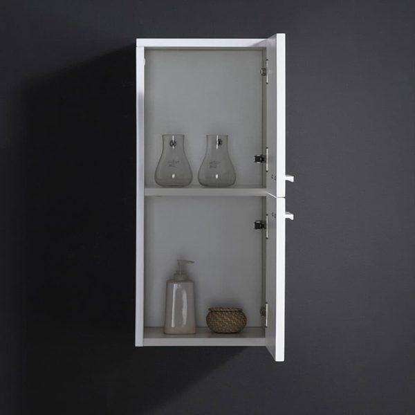 Fresca Senza 12.65-in W x 27.5-in H x 12-in D White Soft Close Bathroom Wall Cabinet - Image 4