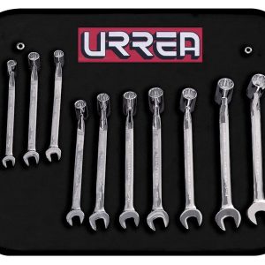 10-Piece Set 12-point Metric Flexible Head Open End Wrench Includes Soft Case